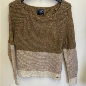 Abercrombie & Fitch Brown and Cream Crew Neck Sweater